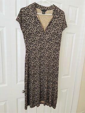 Banana Republic Black and Cream Floral V-Neck Mini Dress